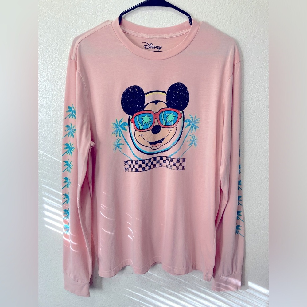 Disney Palm Tree Mickey Mouse Blush Long Sleeve! - Picture 2 of 5